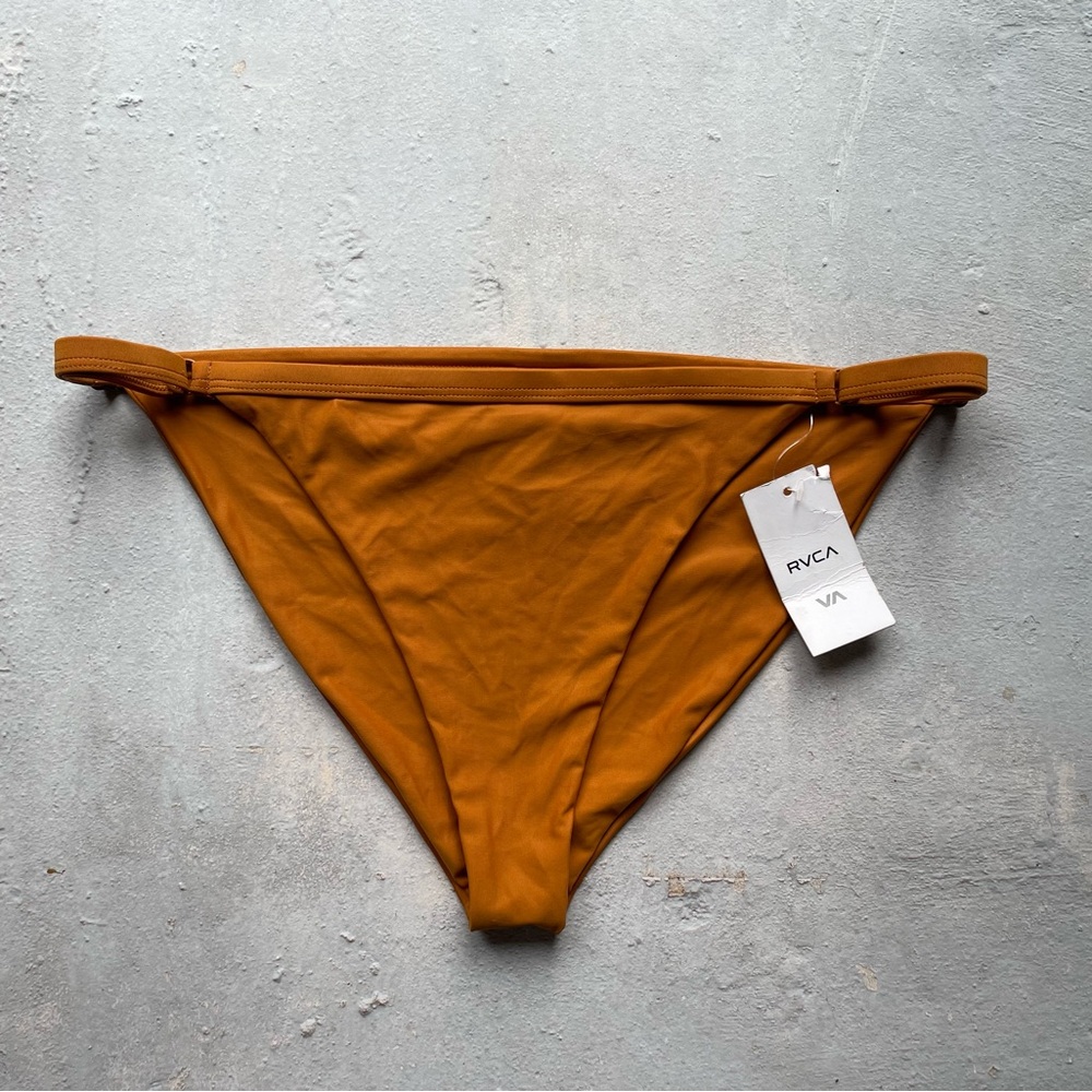 RVCA Mid Rise Medium Coverage Rust Bikini Bottom